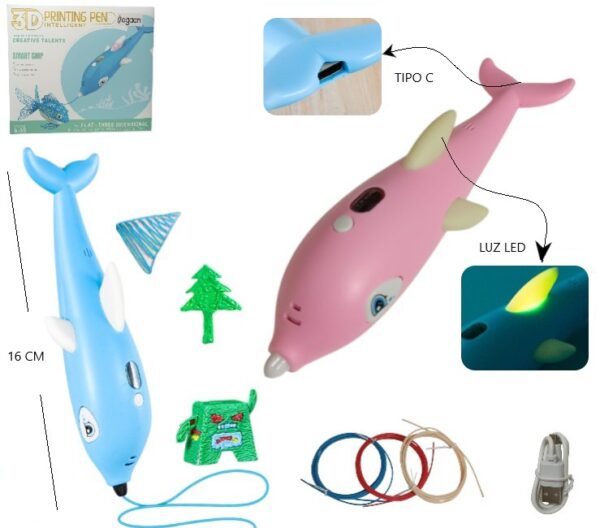 LAPIZ IMPRESORA 3D DELFIN RECARGABLE