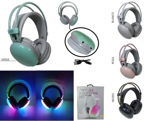 AURICULAR VINCHA BLUETOOTH LUZ RGB