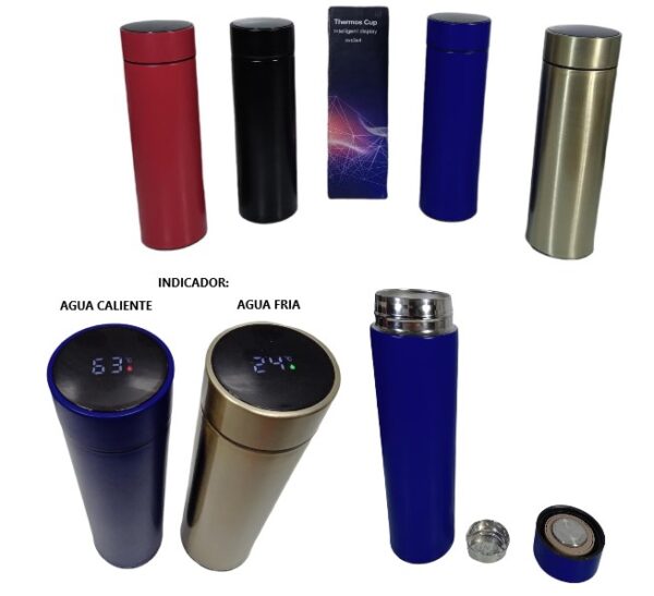 BOTELLA TERMO 500ML C/TERMOMETRO LED AR-500TC