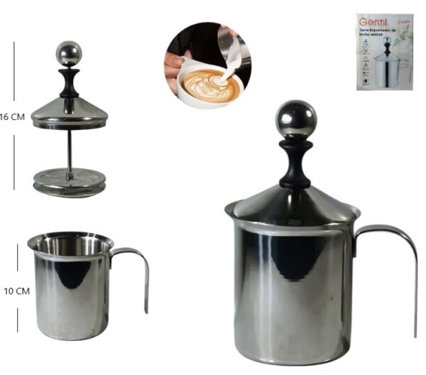 ESPUMADOR DE LECHE MANUAL ACERO INOXIDABLE 400ML