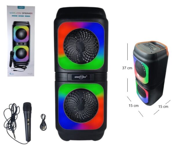 GTS-2133 PARLANTE BT 4X2 PLG C/MICROFONO MP3/FM