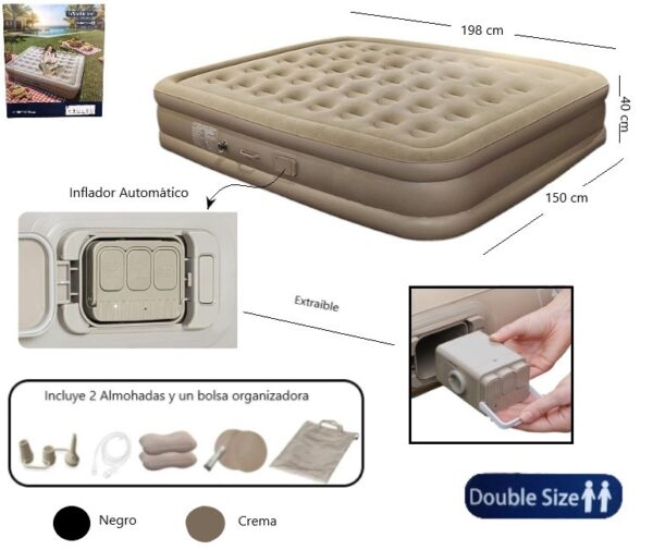 COLCHON INFLABLE CON INFLADOR AUTOMATICO 5min.