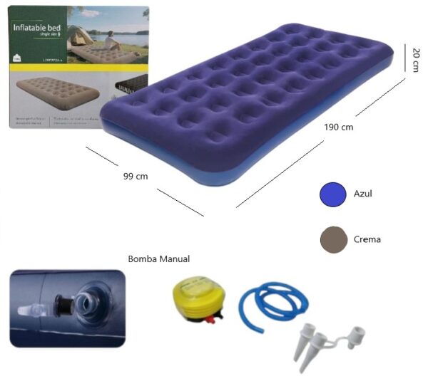 COLCHON INFLABLE + INFLADOR MANUAL