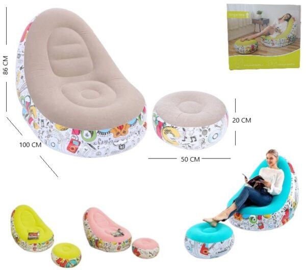 SILLON INFLABLE GRAFITI CON REPOSAPIES