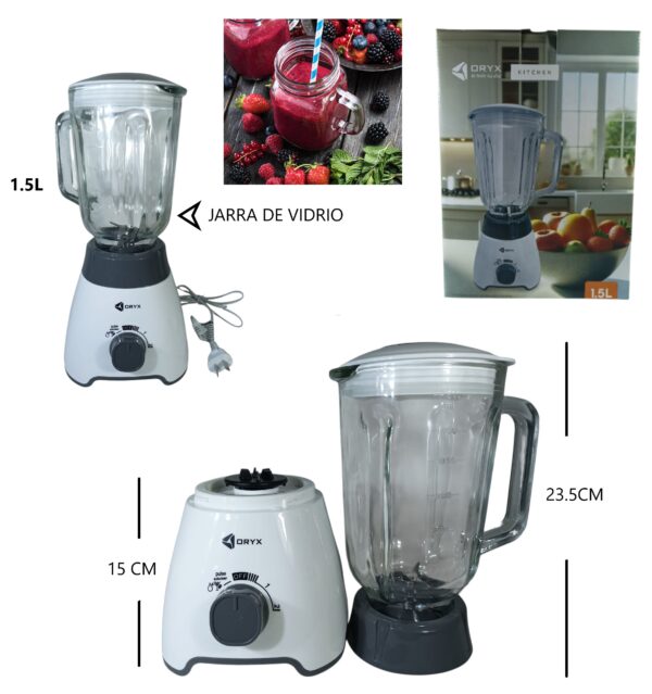 LICUADORA ORYX 1.5L JARRA DE VIDRIO