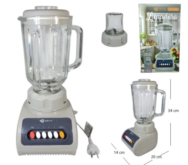LICUADORA 1.5L CON MOLINILLO VASO DE VIDRIO 400W