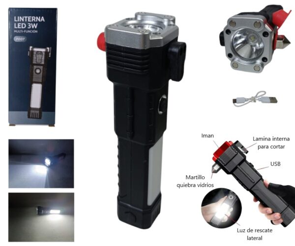 LINTERNA LED RECARGABLE 3W 4 FUNCIONES