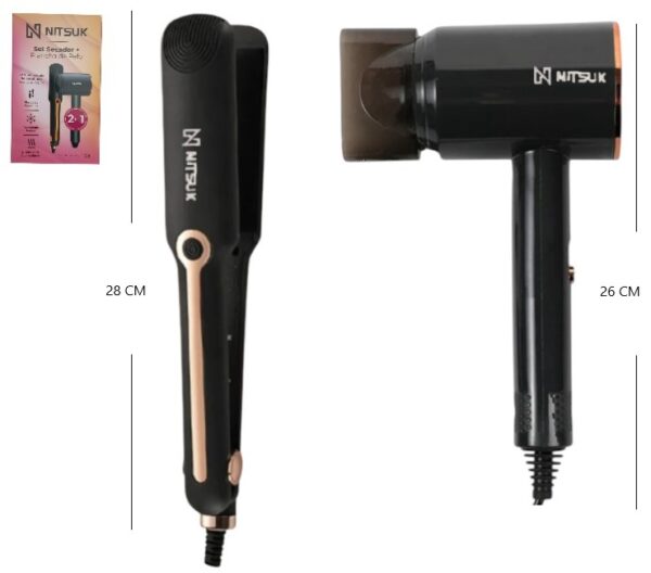SET DE SECADOR 2400W + PLANCHA DE PELO 45W NITSUK